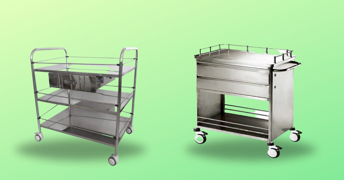 Different types of instrument trolleys for hospitals