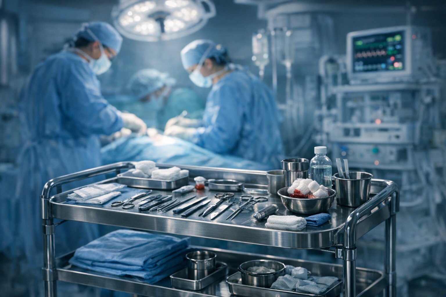 Mayo Trolley uses in the Operating Theatre