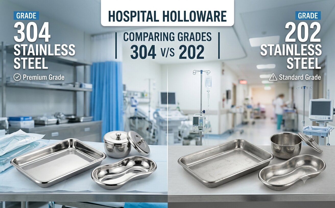 304 vs 202 Stainless Steel Hospital Holloware